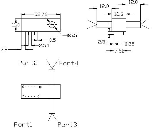 dimmension of mechanical switch 1x2 